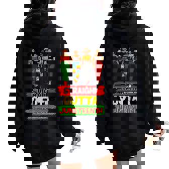 Straight Outta Junenth African American Girls Women Oversized Hoodie Back Print - Seseable