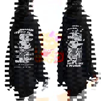 Strawberry Jams But My Gun Don't Friend Women Oversized Hoodie Back Print | Mazezy