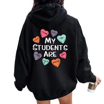 My Students Are Enough Friendly Valentines Day Teacher Women Women Oversized Hoodie Back Print - Seseable
