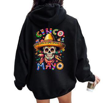 Sugar Skull Cinco De Mayo For Mexican Party Women Oversized Hoodie Back Print - Monsterry UK
