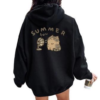 Summer Fu Cute Cat Loose Harajuku Cat Lover Cat Mom Women Oversized Hoodie Back Print - Seseable