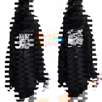 Summer Time Retro 80S Palm Trees Beach Scene In Sunglasses Women Oversized Hoodie Back Print - Monsterry