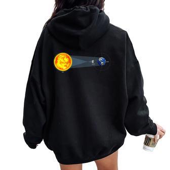 Sun-Moon-Earth 40824 Total Solar Eclipse 2024 Men Women Oversized Hoodie Back Print - Monsterry UK