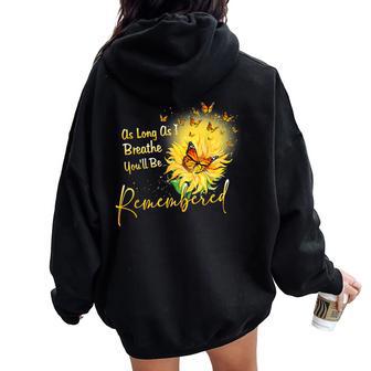 Sunflower Butterfly Angel Memorial Women Oversized Hoodie Back Print - Monsterry UK