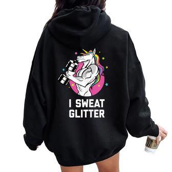 I Sweat Glitter Muscle Unicorn Workout Gym Men Women Oversized Hoodie Back Print - Monsterry DE