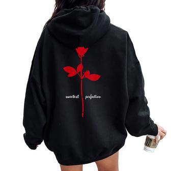 Sweetest Perfection Red And White Women Oversized Hoodie Back Print - Thegiftio UK