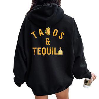 Tacos & Tequila Taco Lover Saying Slogan Women Oversized Hoodie Back Print - Monsterry
