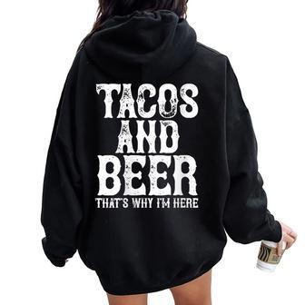 Tacos And Beer Drinking Drunk Cinco De Mayo Women Women Oversized Hoodie Back Print - Monsterry AU