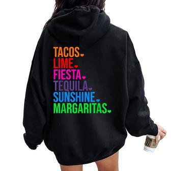 Tacos Lime Fiesta Tequila Cinco De Mayo Women Oversized Hoodie Back Print - Seseable