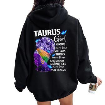 Taurus Queen Sweet As Candy Birthday For Black Women Women Oversized Hoodie Back Print - Monsterry