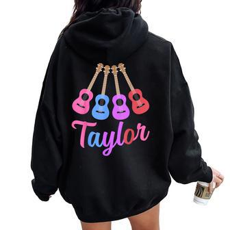 Taylor Personalized Name I Love Taylor Girl Groovy 70'S Women Oversized Hoodie Back Print | Mazezy