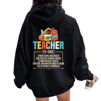 Teacher Definition Teaching School Teacher Women Oversized Hoodie Back Print - Monsterry CA