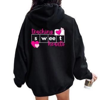 Teaching Sweethearts Reading Teacher Science Of Reading Women Oversized Hoodie Back Print | Mazezy