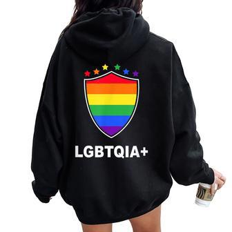 Team Lgbtqia Gay Soccer Fan Jersey Pride Rainbow Flag Women Oversized Hoodie Back Print - Monsterry DE