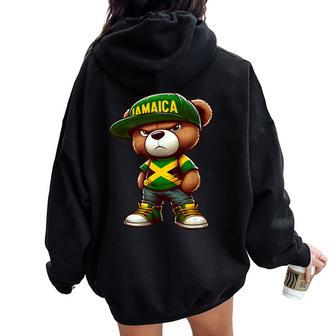 Teddy Bear Jamaica Flag Jamaican Clothing & Women Women Oversized Hoodie Back Print | Mazezy UK