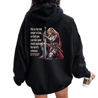 Templar Knight Christian Bible Verse Saying Lord Women Oversized Hoodie Back Print - Monsterry