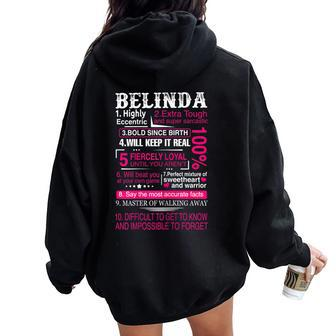 Ten Facts About Name Is Belinda First Name Women Oversized Hoodie Back Print - Seseable