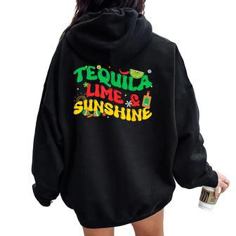Tequila Lime Sunshine Retro Groovy Cinco De Mayo Drinking Women Oversized Hoodie Back Print - Monsterry DE