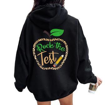 Test Day Rock The Test Teacher Testing Day Donut Stress Women Oversized Hoodie Back Print - Monsterry CA