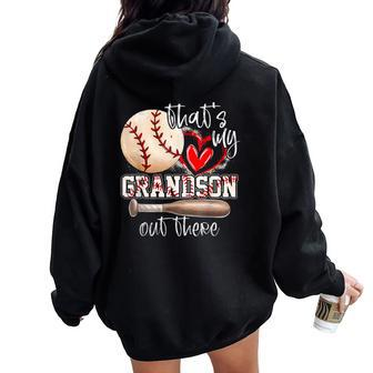 That's My Grandson Out There Baseball Grandma Women Oversized Hoodie Back Print | Mazezy UK