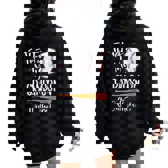 Thats My Grandson Out There Baseball For Grandmother Women Oversized Hoodie Back Print | Mazezy