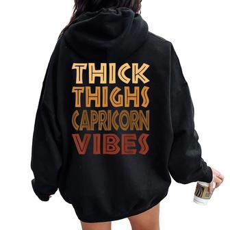 Thick Thighs Capricorn Vibes Melanin Black Horoscope Women Oversized Hoodie Back Print - Monsterry UK