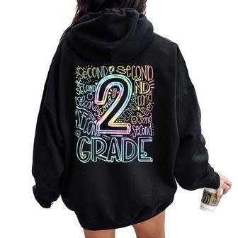 Tie Dye 2Nd Grade Typography Team Second Grade Teacher Women Oversized Hoodie Back Print - Seseable