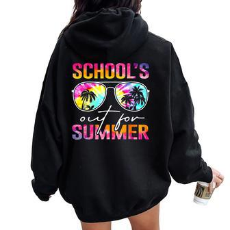 Tie Dye Schools Out For Summer Last Day Of School Teacher Women Oversized Hoodie Back Print - Seseable