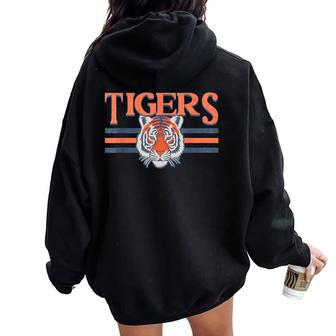 Tigers Vintage Sports Name Girls Women Oversized Hoodie Back Print | Mazezy