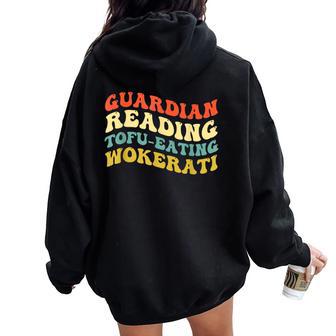 Tofu-Eating Wokerati Sarcastic Uk Government Politics Women Oversized Hoodie Back Print - Thegiftio UK