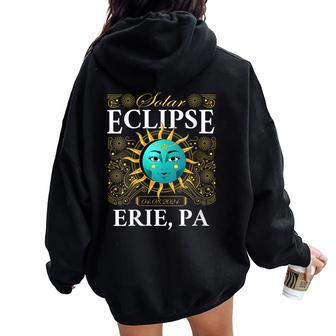 Total Solar Eclipse Erie Pa 2024 Totality Boho Retro Women Oversized Hoodie Back Print | Mazezy
