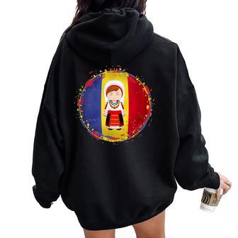 Traditional Romanian Family For Girl And Woman Women Oversized Hoodie Back Print - Thegiftio UK