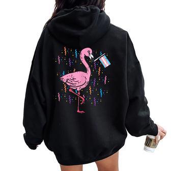 Transgender Flag Flamingo Lgbt Trans Pride Stuff Animal Women Oversized Hoodie Back Print - Monsterry CA