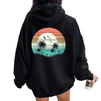 Tropical Beach Vintage Retro Style 70S 80S Women Oversized Hoodie Back Print - Monsterry