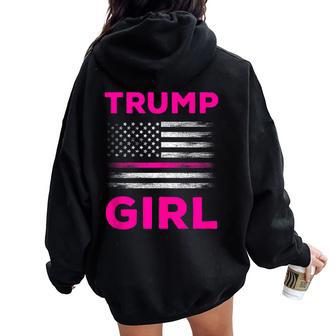 Trump Girl 2024 Trump Girl Pink For Girls Women Oversized Hoodie Back Print - Seseable