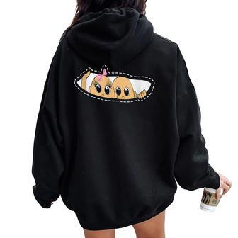 Twin Pregnancy Peeking Boy And Girl Mom To Be Women Oversized Hoodie Back Print - Monsterry CA