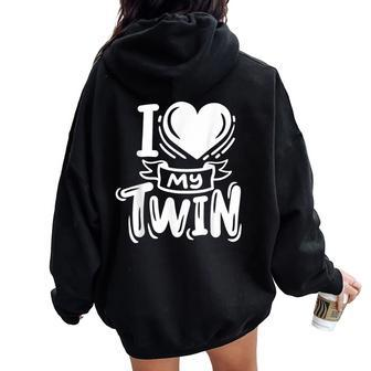 Twins Twin Brother Sister I Love My Twin Women Oversized Hoodie Back Print - Monsterry UK