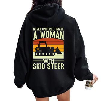Never Underestimate A Woman With A Skid Sr Construction Women Oversized Hoodie Back Print - Thegiftio UK