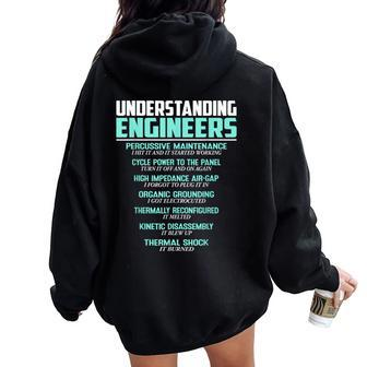 Understanding Engineers Mechanical Sarcastic Engineering Women Oversized Hoodie Back Print - Monsterry