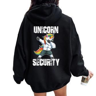 Unicorn Security Dad Mom Daughter Adult Unicorn Costume Women Oversized Hoodie Back Print - Monsterry DE