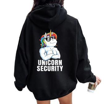 Unicorn Security Rainbow Muscles Dad Unicorn Women Oversized Hoodie Back Print - Monsterry CA