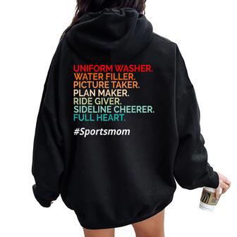 Uniform Washer Water Filler Ride Giver Snack Sports Mom Women Oversized Hoodie Back Print | Mazezy UK