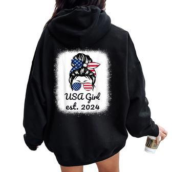 Us Citizen Est 2024 Citizenship New Usa Citizen Girl Women Oversized Hoodie Back Print - Monsterry UK