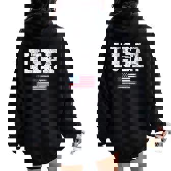 Usa Patriotic American Us Flag July 4Th Women Oversized Hoodie Back Print - Thegiftio