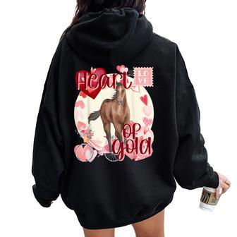 Valentine Horse Simply Watercolor Southern Colors Comfort Women Oversized Hoodie Back Print - Seseable