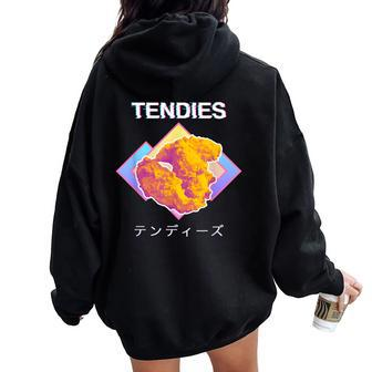 Vaporwave Tendies Chicken Tenders Japanese Kanji Women Oversized Hoodie Back Print - Seseable