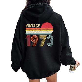 Vintage 1973 51St Birthday 51 Years Old Women Oversized Hoodie Back Print - Thegiftio UK