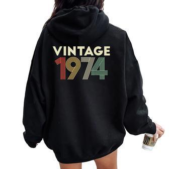 Vintage 1974 47Th Birthday For 47 Year Old Women Oversized Hoodie Back Print - Monsterry