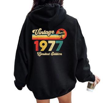 Vintage 1977 Birthday Retro Legend Since 1977 Women Oversized Hoodie Back Print - Thegiftio UK