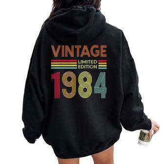 Vintage 1984 40Th Birthday 40 Years Old Women Oversized Hoodie Back Print - Monsterry